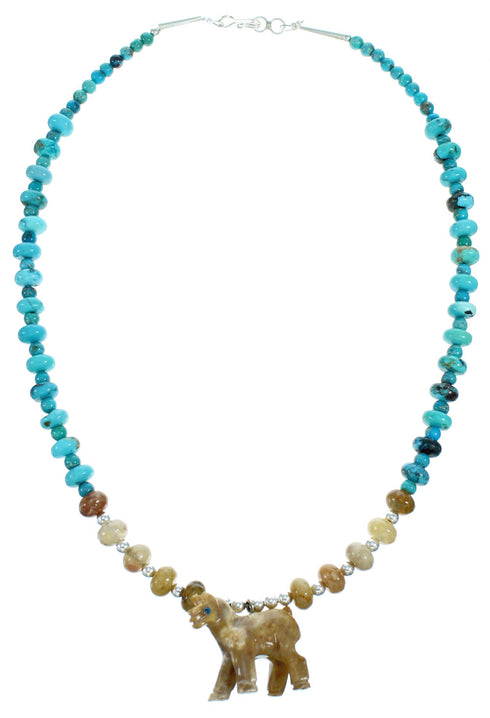 Multicolor Horse Southwestern Sterling Silver Bead Necklace RX115215