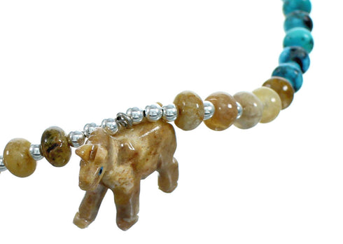 Multicolor Horse Southwestern Sterling Silver Bead Necklace RX115215