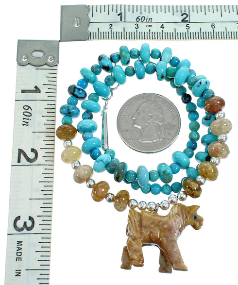 Multicolor Horse Southwestern Sterling Silver Bead Necklace RX115215