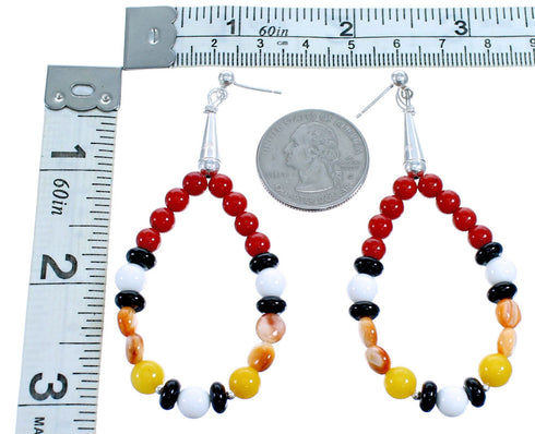 Sterling Silver Multicolor Bead Post Dangle Earrings RX115182