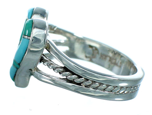 Sterling Silver Turquoise Inlay Heart Ring Size 5-1/4 SX115306