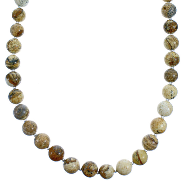 Picture Rock And Genuine Sterling Silver Bead Necklace SX115267