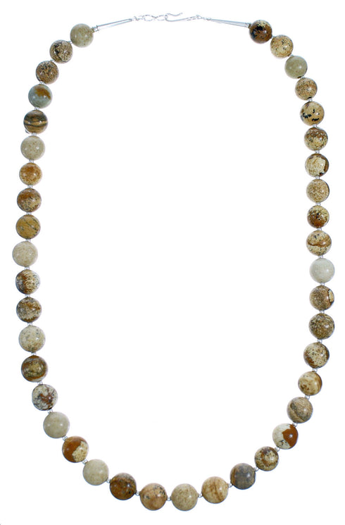 Picture Rock And Authentic Sterling Silver Bead Necklace SX115269
