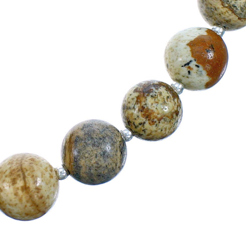 Picture Rock And Authentic Sterling Silver Bead Necklace SX115269