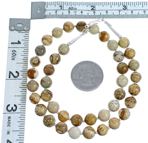 Picture Rock And Authentic Sterling Silver Bead Necklace SX115269