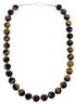 Sterling Silver Tiger Eye Bead Necklace SX115250