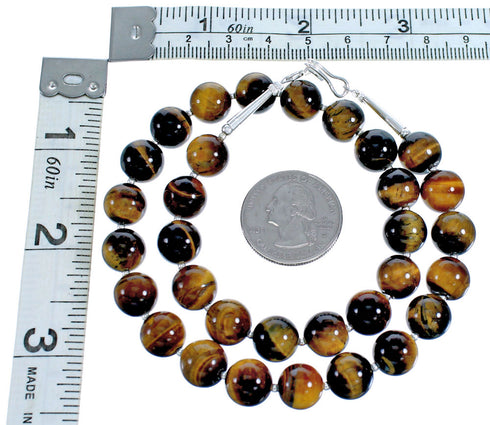 Sterling Silver Tiger Eye Bead Necklace SX115250
