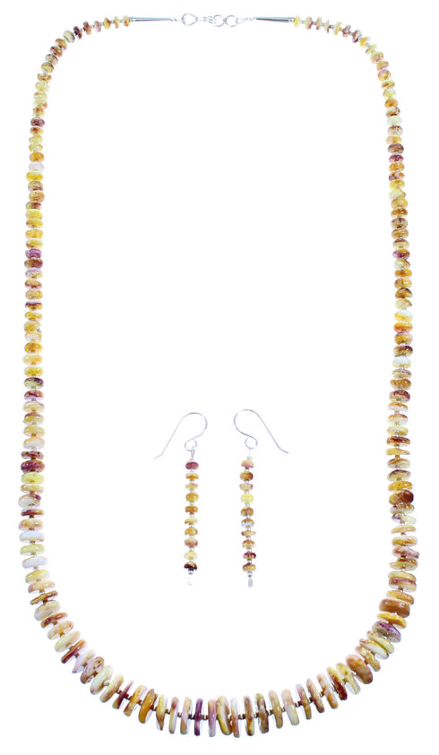 Oyster Shell And Sterling Silver Bead Necklace And Earrings Set SX115294