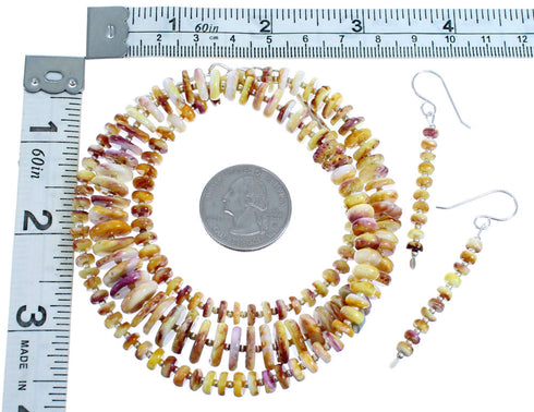 Oyster Shell And Sterling Silver Bead Necklace And Earrings Set SX115294
