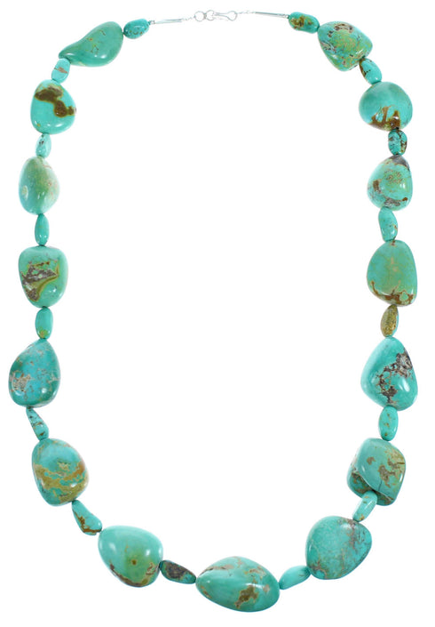 Turquoise Southwestern Sterling Silver Bead Necklace SX115311
