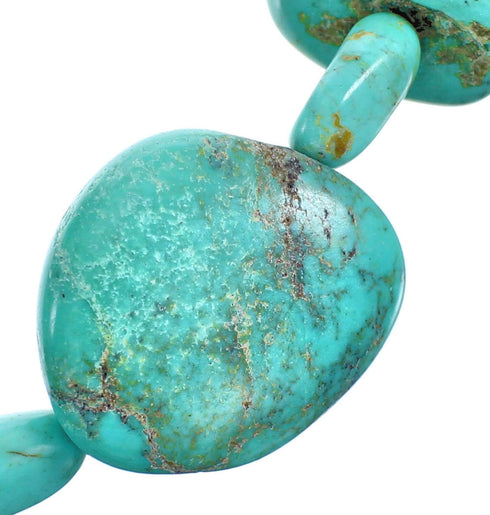 Turquoise Southwestern Sterling Silver Bead Necklace SX115311