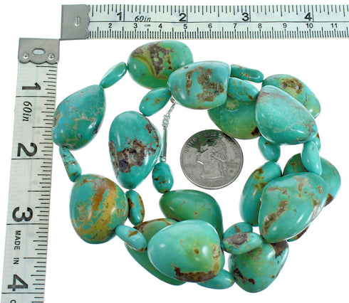 Turquoise Southwestern Sterling Silver Bead Necklace SX115311