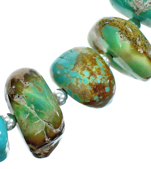 Authentic Sterling Silver Southwest Turquoise Bead Necklace SX115315