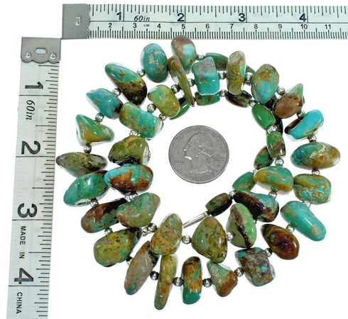 Authentic Sterling Silver Southwest Turquoise Bead Necklace SX115315