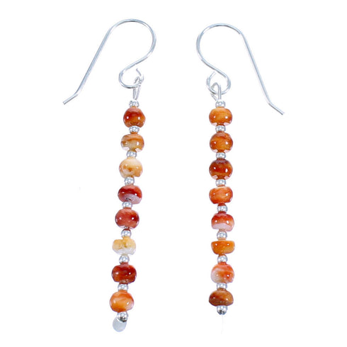 Oyster Shell Authentic Sterling Silver Bead Hook Dangle Earrings SX115346