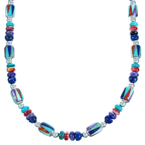 Authentic Sterling Silver Turquoise Southwest Bead Necklace SX115726