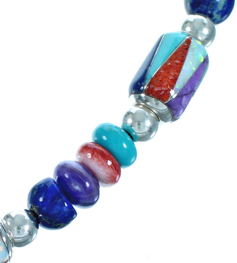 Authentic Sterling Silver Turquoise Southwest Bead Necklace SX115726