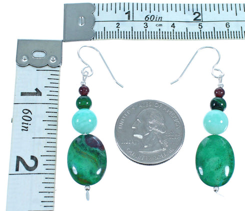 Multicolor Genuine Sterling Silver Hook Dangle Bead Earrings RX115651