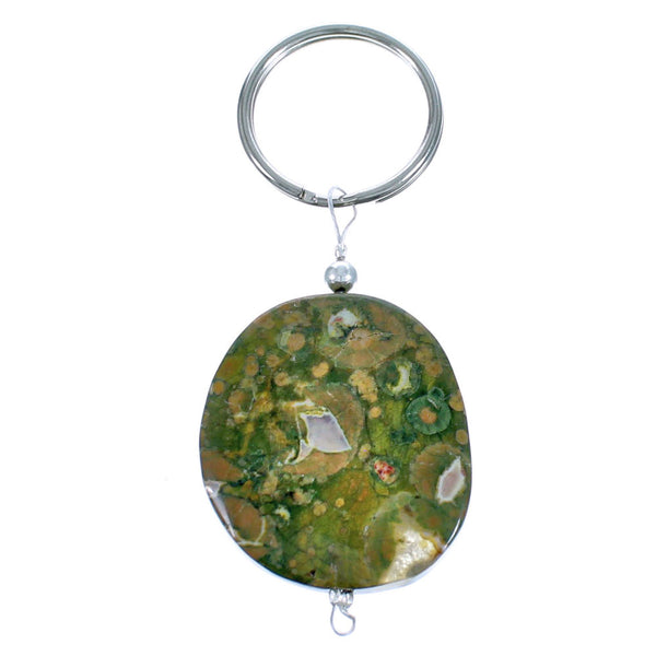 Genuine Sterling Silver Rhyolite Key Chain RX115350