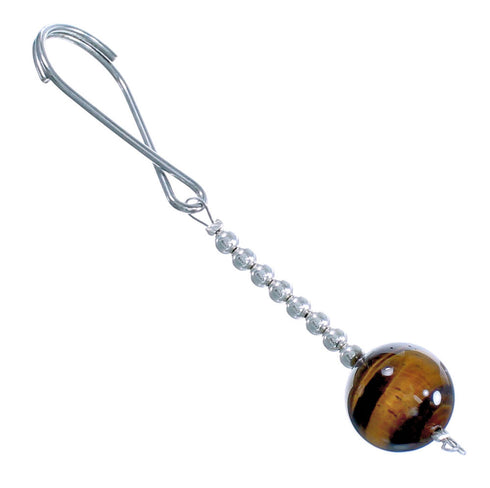 Genuine Sterling Silver Tiger Eye Key Chain RX115351