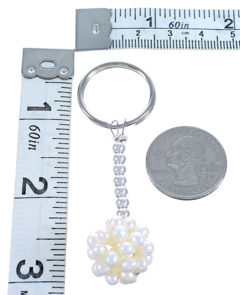 Mother Of Pearl Genuine Sterling Silver Bead Key Chain RX115352