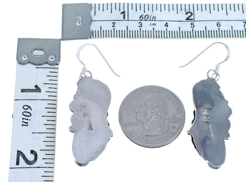 Howlite And Sterling Silver Leaf Navajo Hook Dangle Earrings SX115558