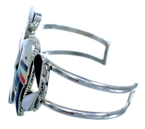 Sterling Silver Multicolor Zuni Thunderbird Cuff Bracelet SX115617
