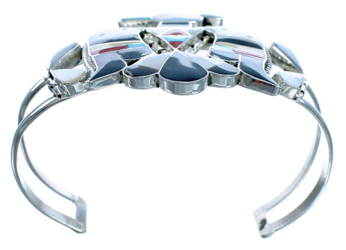 Sterling Silver Multicolor Zuni Thunderbird Cuff Bracelet SX115617