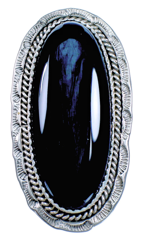 Sterling Silver And Onyx Navajo Ring Size 8 SX115620