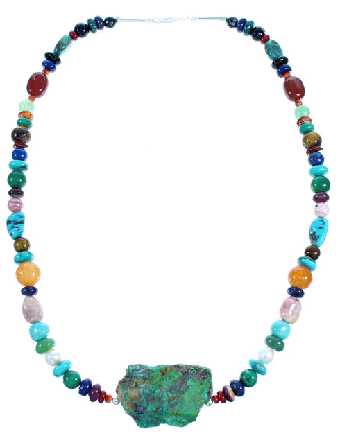 Treasure Genuine Sterling Silver And Multicolor Bead Necklace DX115822