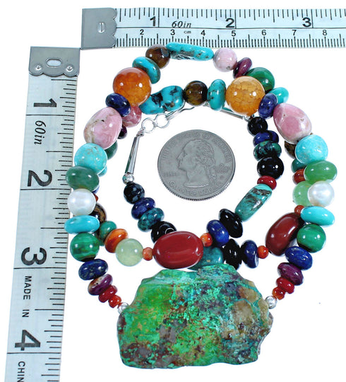 Treasure Genuine Sterling Silver And Multicolor Bead Necklace DX115822