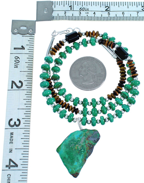 Southwestern Genuine Sterling Silver Multicolor Necklace DX115833