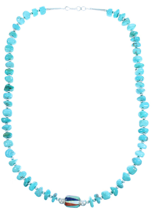 Genuine Sterling Silver Multicolor Inlay Bead Necklace DX115807