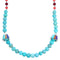 Genuine Sterling Silver Multicolor Inlay Bead Necklace DX115809