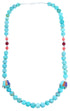 Genuine Sterling Silver Multicolor Inlay Bead Necklace DX115809