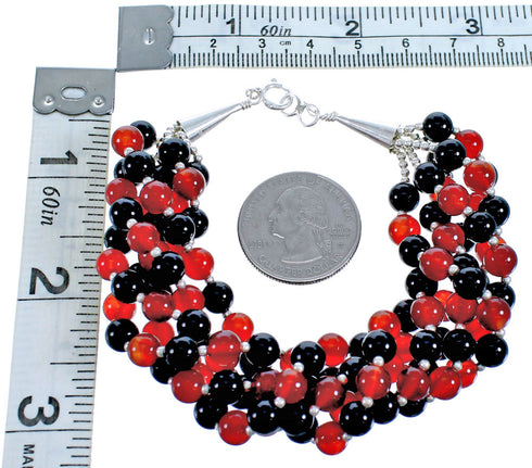 Genuine Sterling Silver 5-Strand Twisted Multicolor Bead Bracelet DX115805