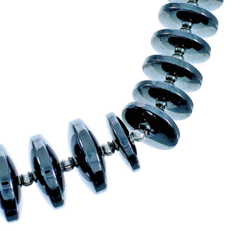 Hematite Genuine Sterling Silver Bead Necklace DX116070