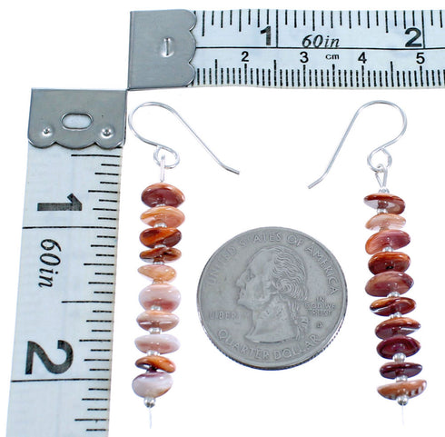Authentic Sterling Silver Purple Orange Oyster Shell Bead Hook Dangle Earrings DX115845