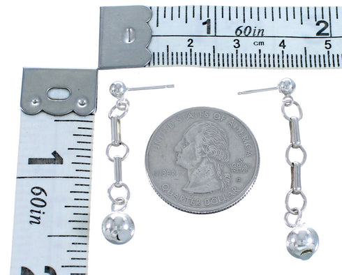 Southwest Sterling Silver Chain Post Dangle Bead Earrings DX115850