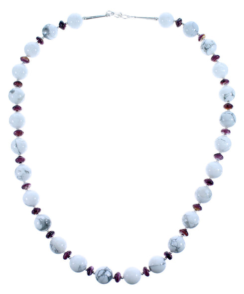 Oyster Shell and Howlite Genuine Sterling Silver Bead Necklace DX116463