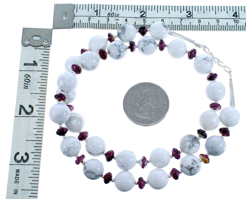 Oyster Shell and Howlite Genuine Sterling Silver Bead Necklace DX116463
