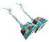 Southwest Sterling Silver Multicolor Inlay Post Dangle Earrings DX116701