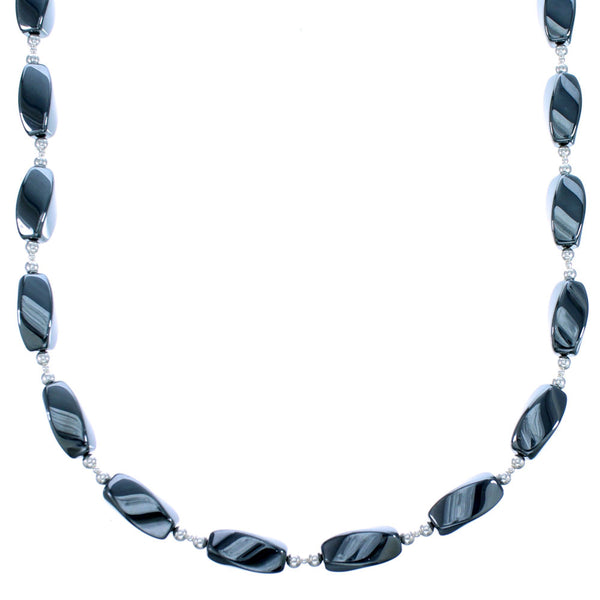 Southwest Genuine Sterling Silver Hematite Bead Necklace DX116790