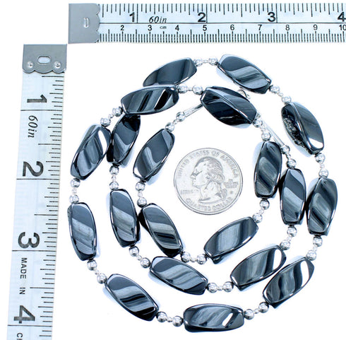 Southwest Genuine Sterling Silver Hematite Bead Necklace DX116790