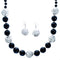 Onyx Genuine Sterling Silver Bead Necklace And Earrings Set DX116796