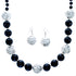 Onyx Genuine Sterling Silver Bead Necklace And Earrings Set DX116796