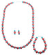 Pink Coral And Turquoise Sterling Silver Bead Necklace Set DX116942