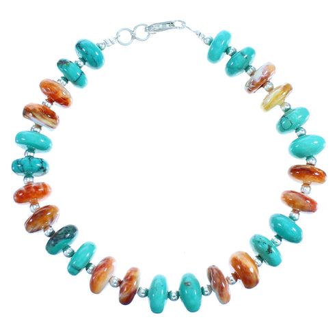 Oyster Shell Turquoise Sterling Silver Bead Necklace Set DX116954