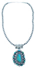 Old Pawn Style Sterling Silver And Turquoise Navajo Bead Necklace Set SX115685