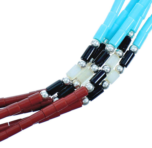 5-Strand Multicolor Sterling Silver Bead Necklace BX116320